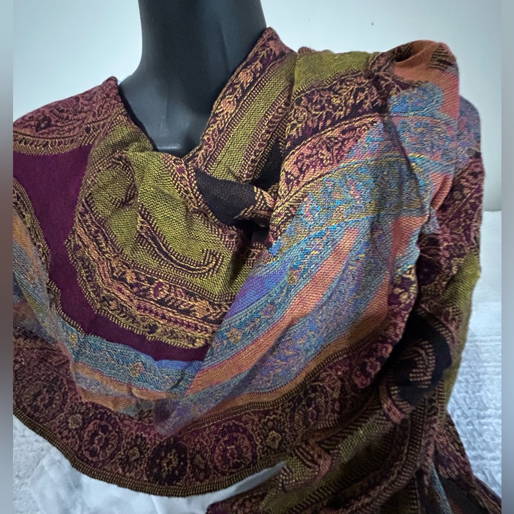 Multicolor Paisley Shawl Wrap Scarf - Picture 3 of 5